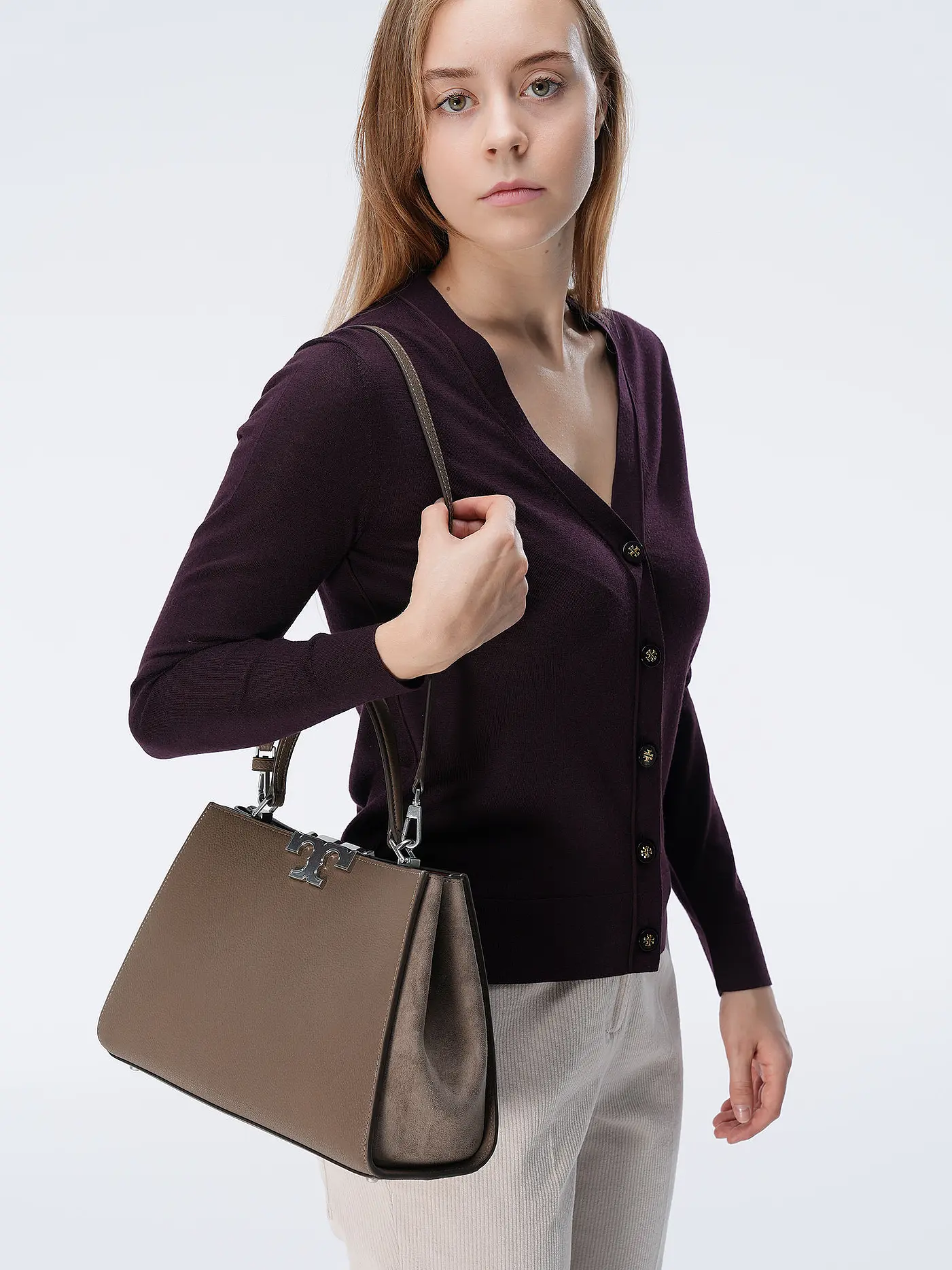 TORY BURCH | Ledertasche - Henkeltasche ELEANOR PEBBLED SATCHEL | 
